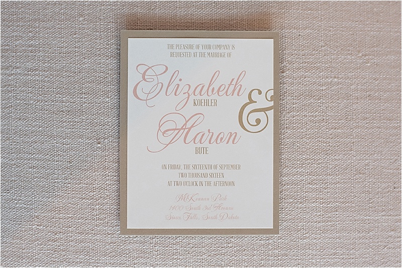 blush and gold wedding invitation