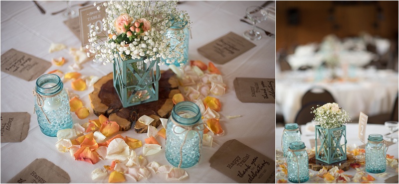 rustic teal wedding with baby's breath