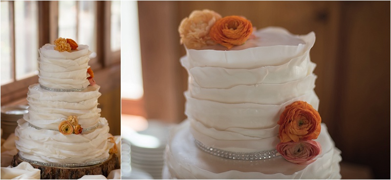 rustic orange and ivory floral wedding cake