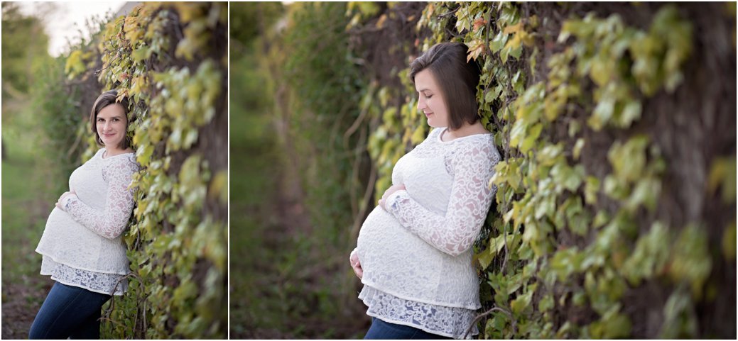ivy wall white lace maternity session Chicago IL Lakefront Trail