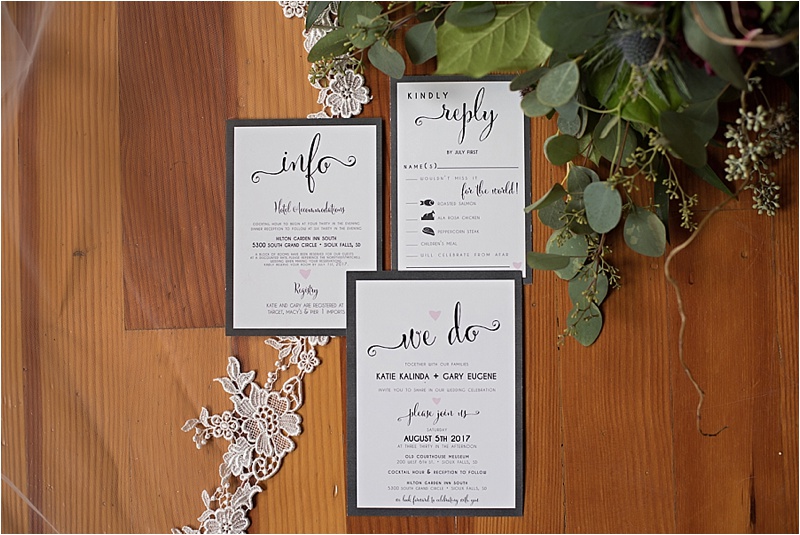 formal wedding invitation suite and eucalyptus greenery