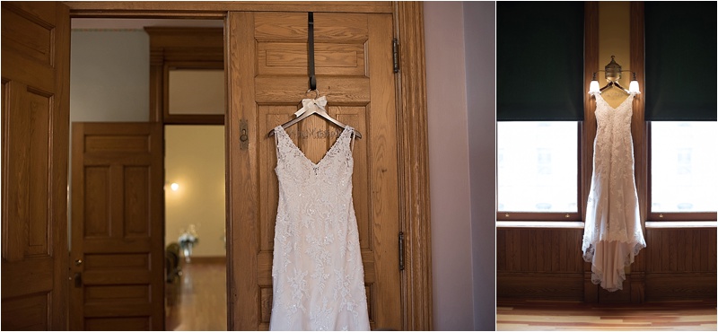 lace sleeveless wedding dress with customized hanger