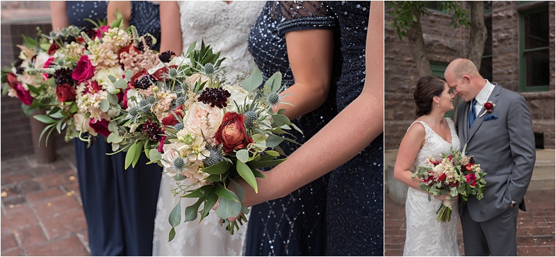 deep mauve and navy wedding bouquets