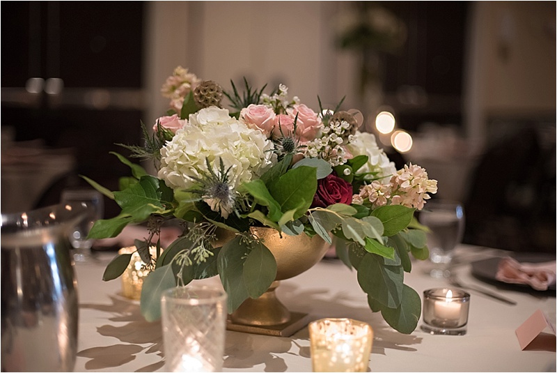 pink burgundy and navy floral centerpieces
