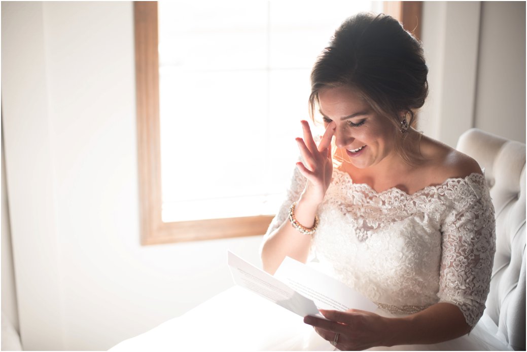 bride cries reading grooms letter