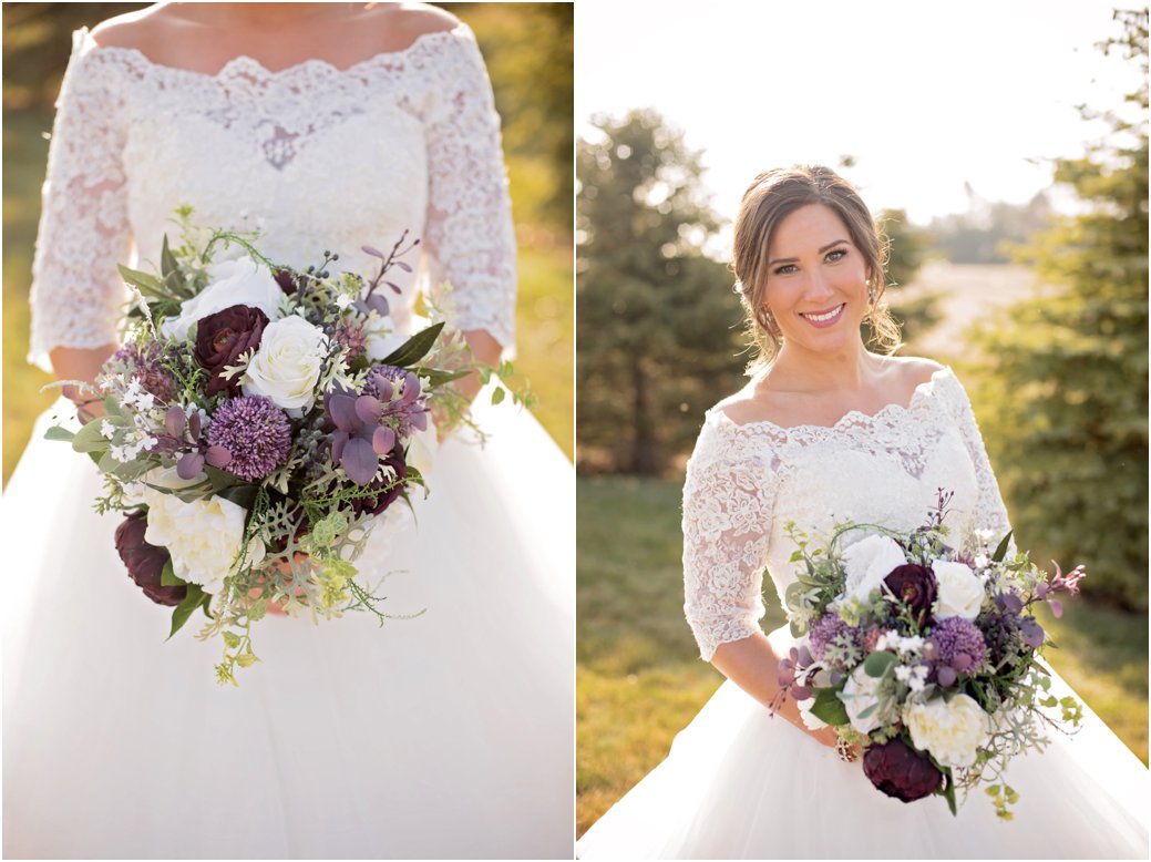 plum and blush florals with off the shoulder ballgown