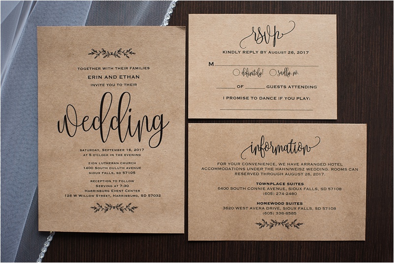 kraft paper wedding invitation suite