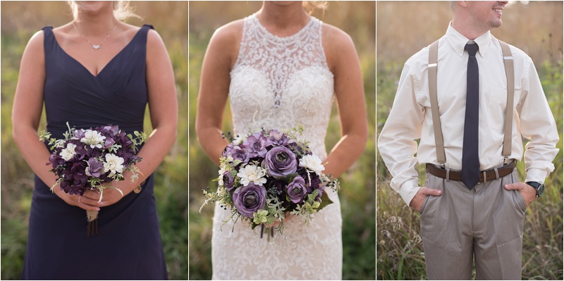 plum and ivory wedding party attire details