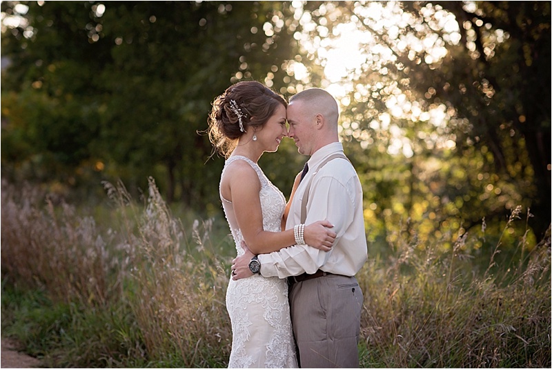 bride and groom portrait session at sunset