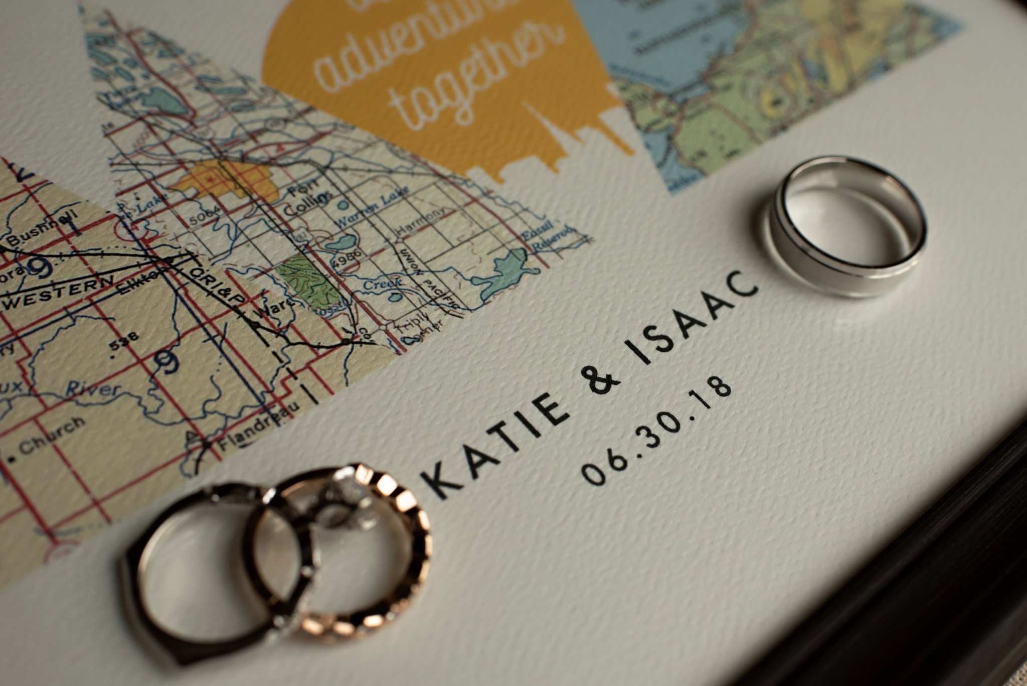 wedding rings on personalized map gift