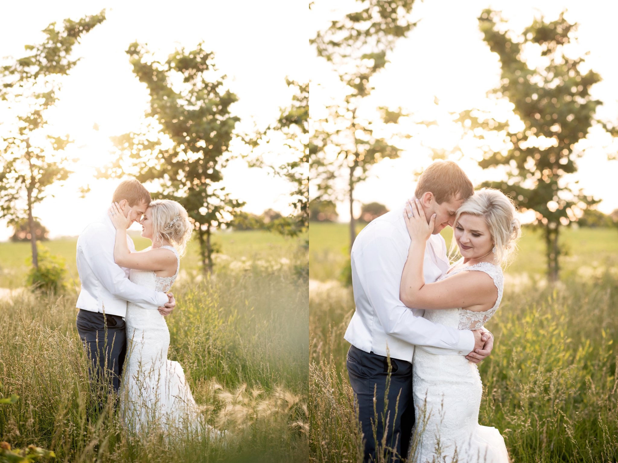 sunset portraits for bride and groom 