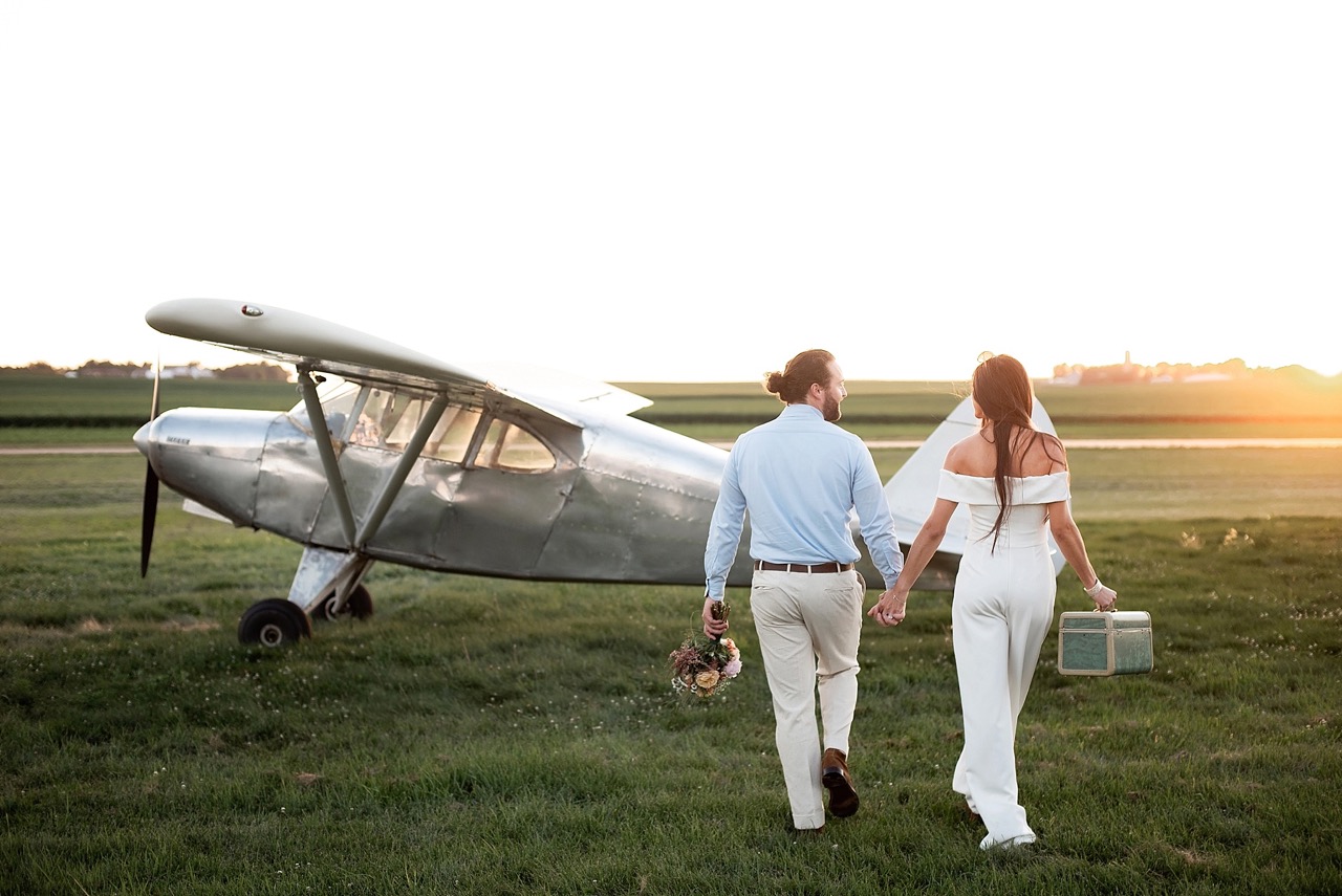 piper airplane inspired wedding shoot