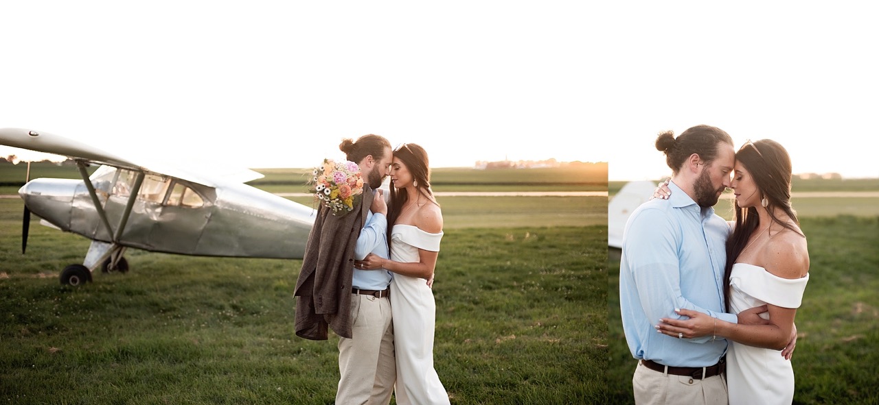 vintage 70s modern styled shoot with piper airplane