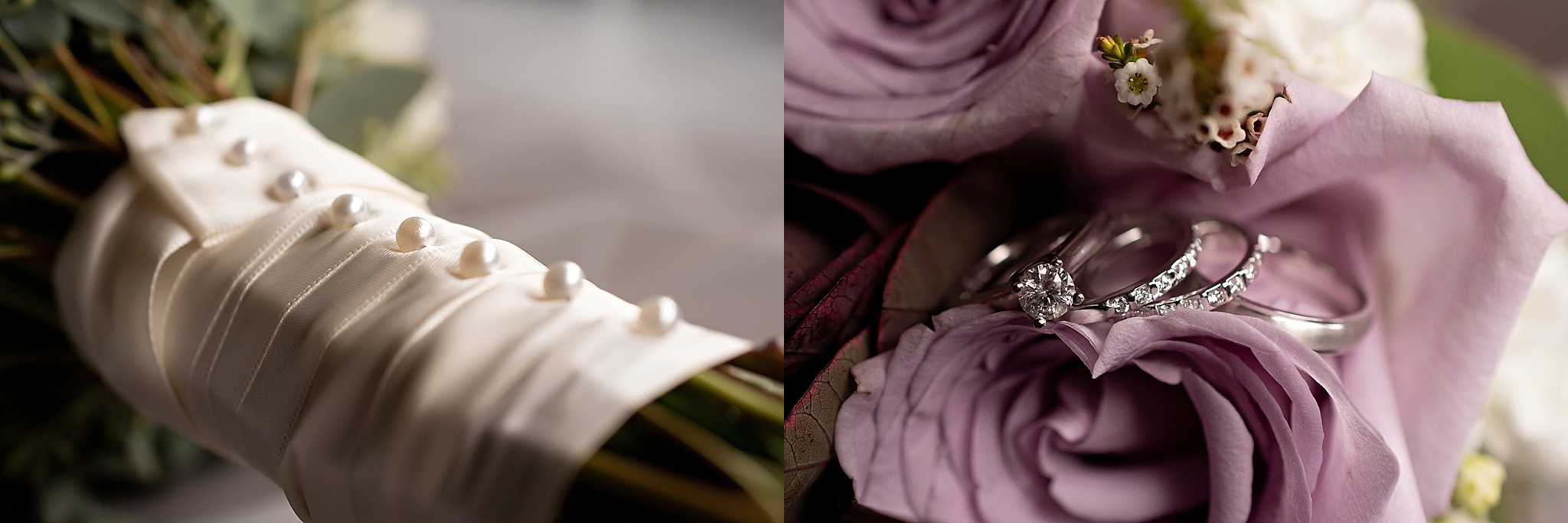 lavender wedding roses off white wrapped stems