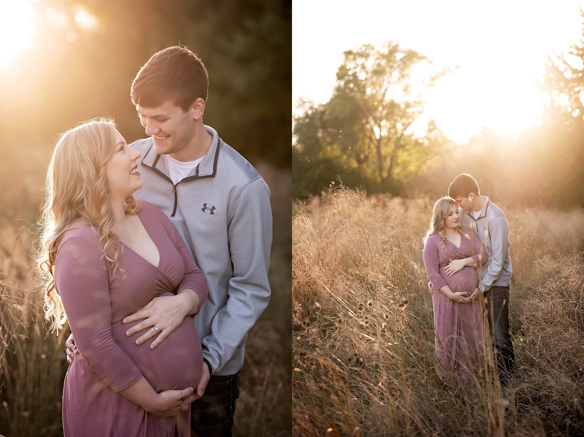 sunset maternity session in a park