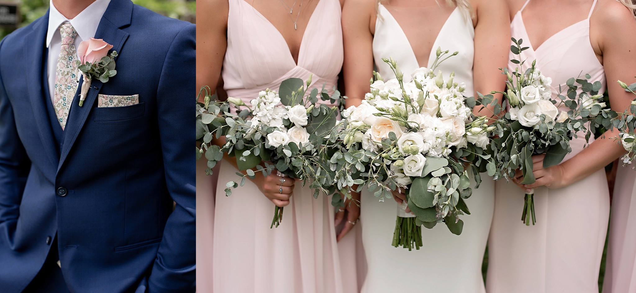 bridal details blush white and navy blue with white florals and eucalyptus greenery the flower mill sioux falls sd 