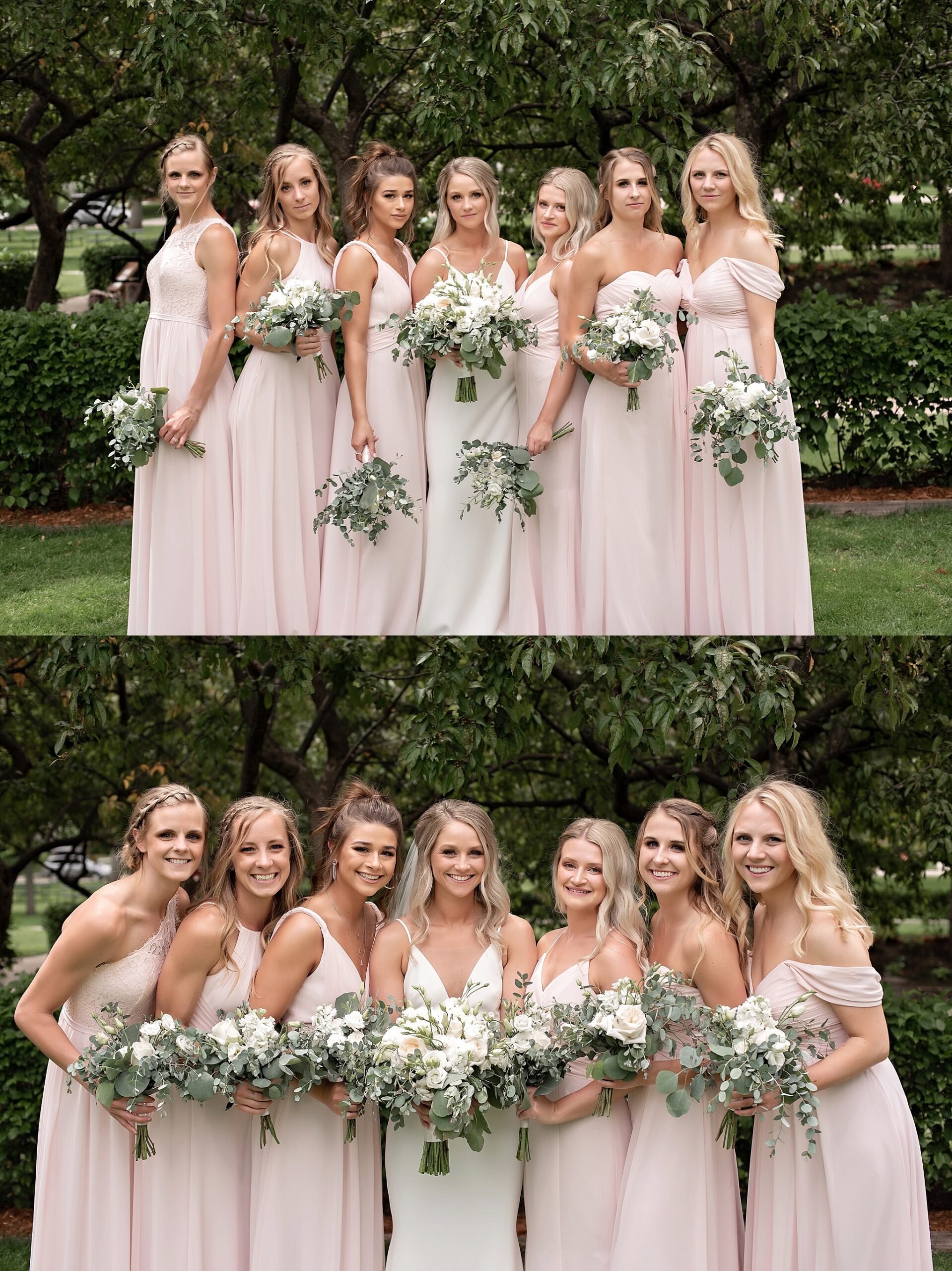 bridesmaid styles blush floor length dresses with the flower mill white florals