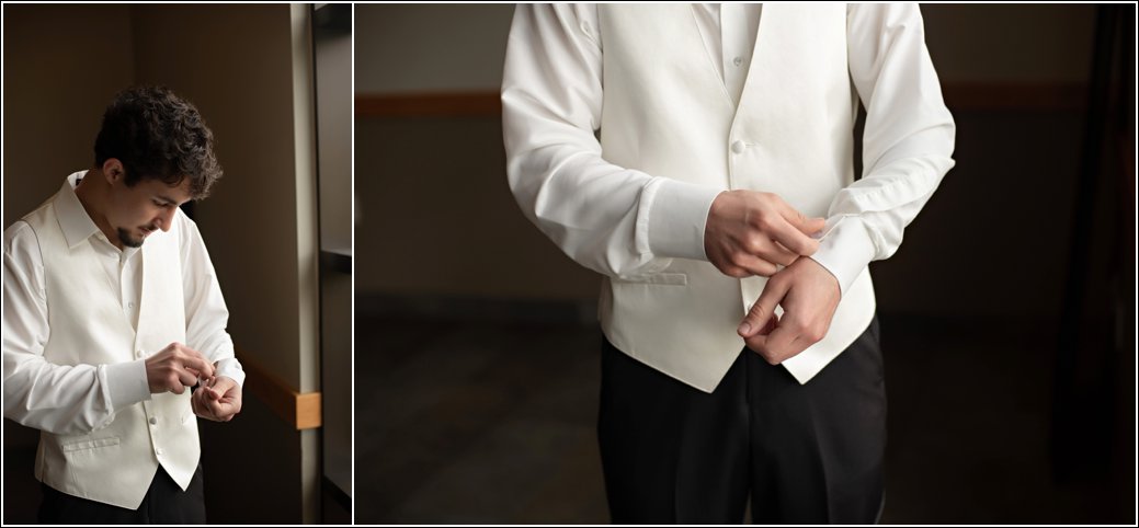 cream and white groom tuxedo