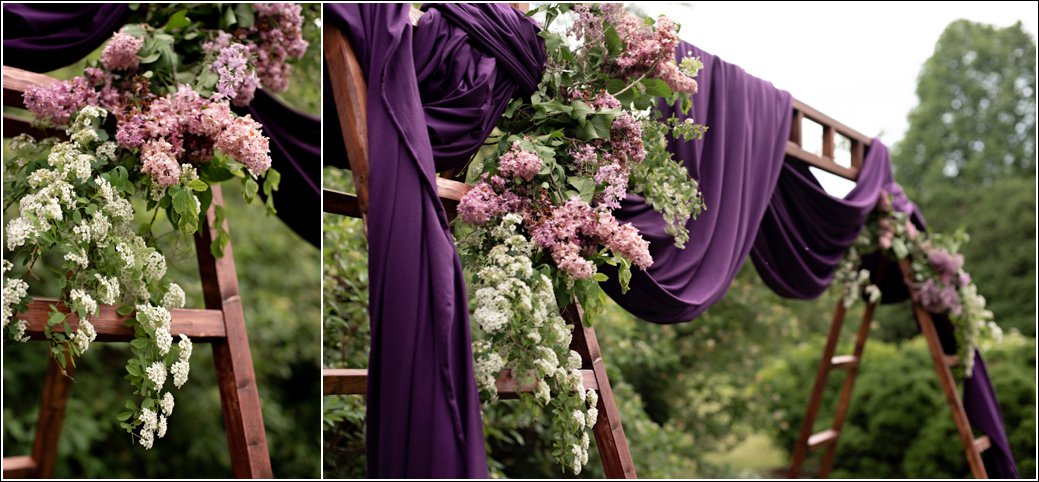 lilac wedding arch eggplant purple
