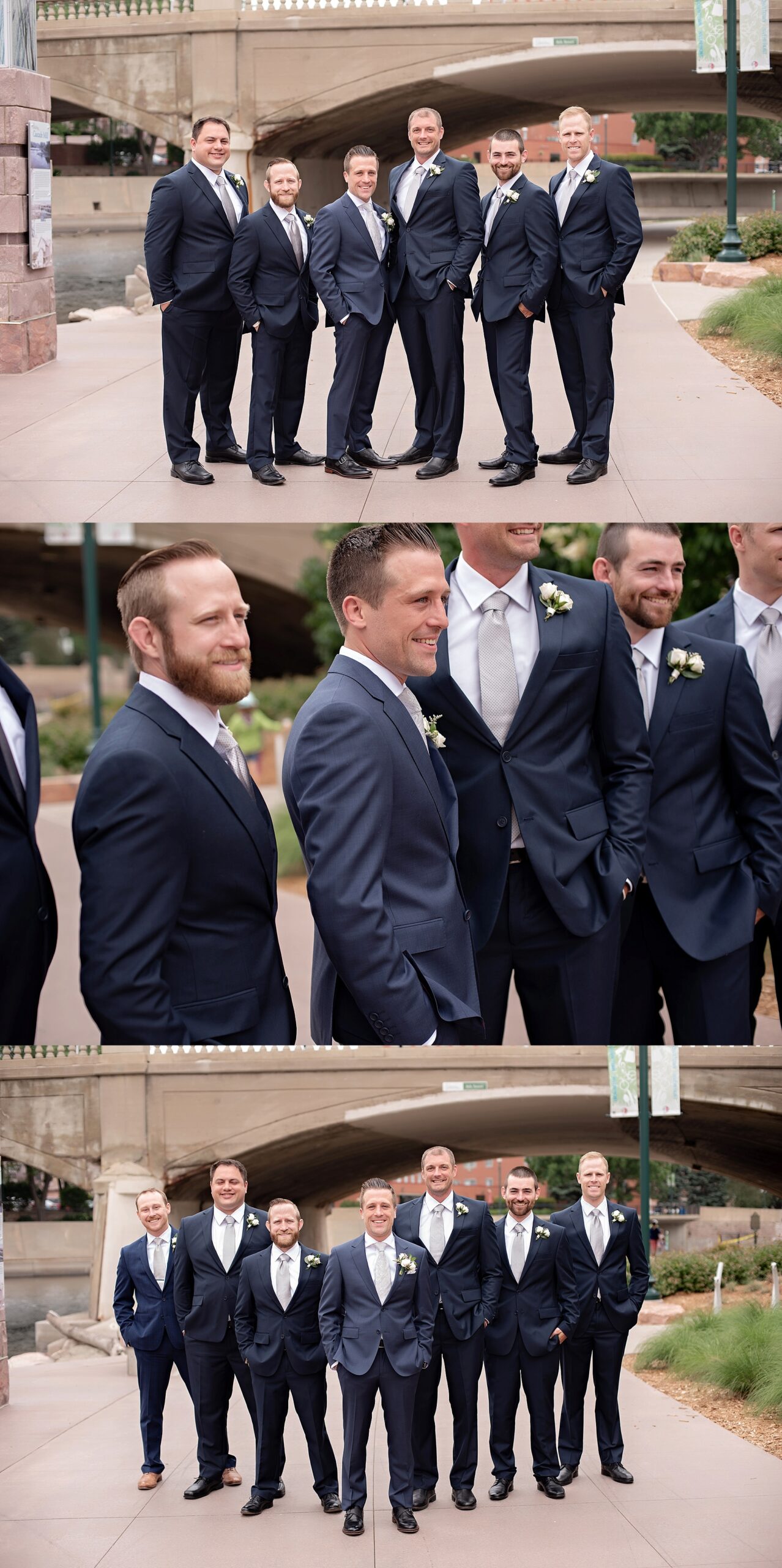 groomsmen in navy suits downtown sioux falls