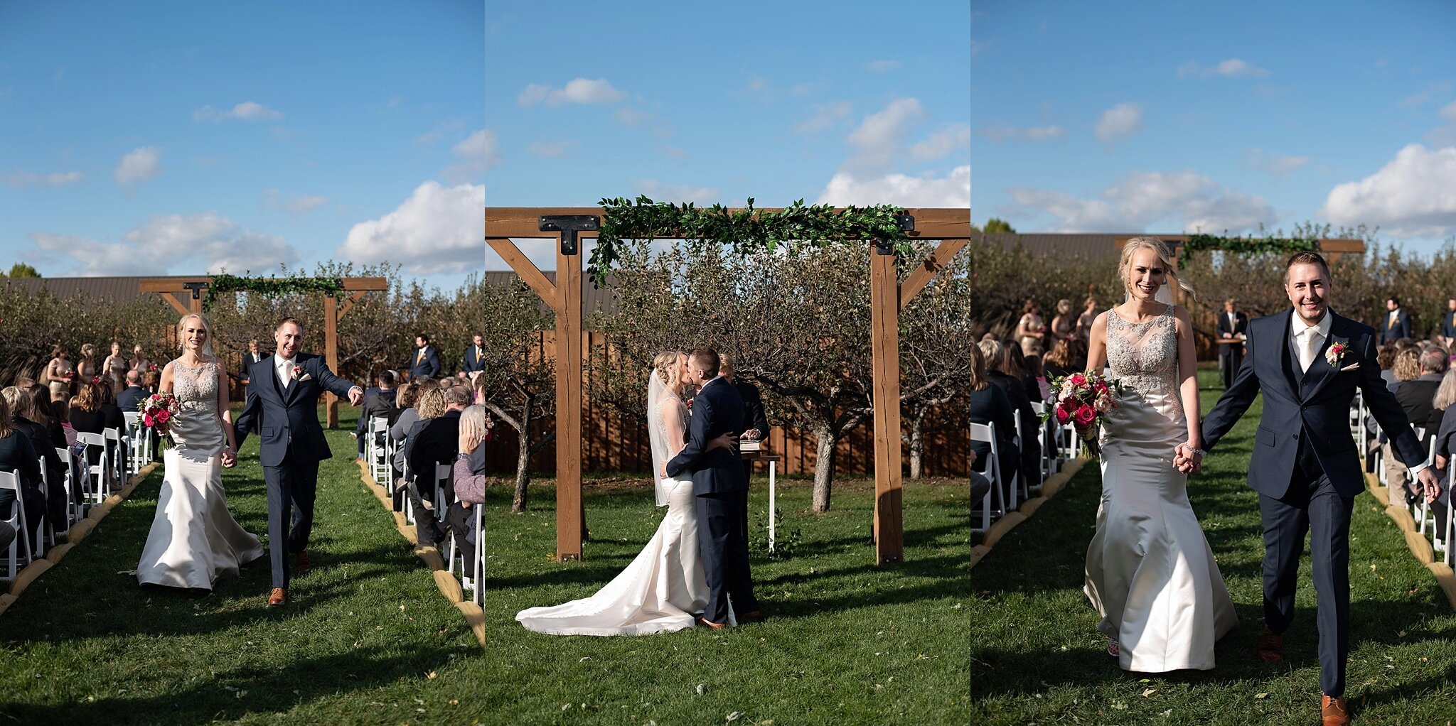 outdoor wedding ceremony at meadow barn