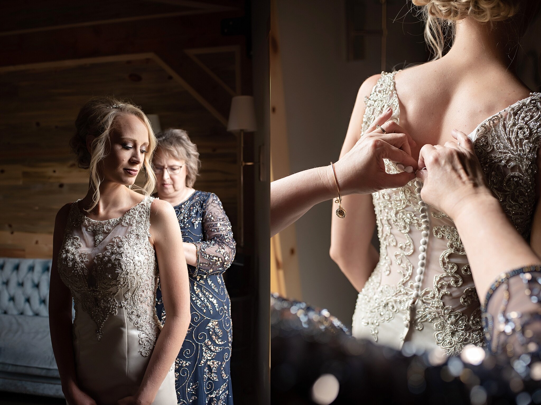 ellie stone bridal wedding gown bride gets ready mom buttons dress bridal suite meadow barn