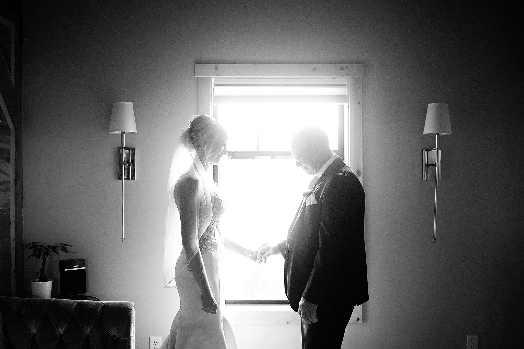 bride shares first look with her father