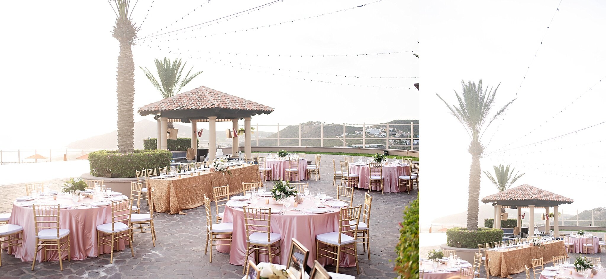 rooftop poolside wedding reception destination pueblo bonito sunset beach mexico