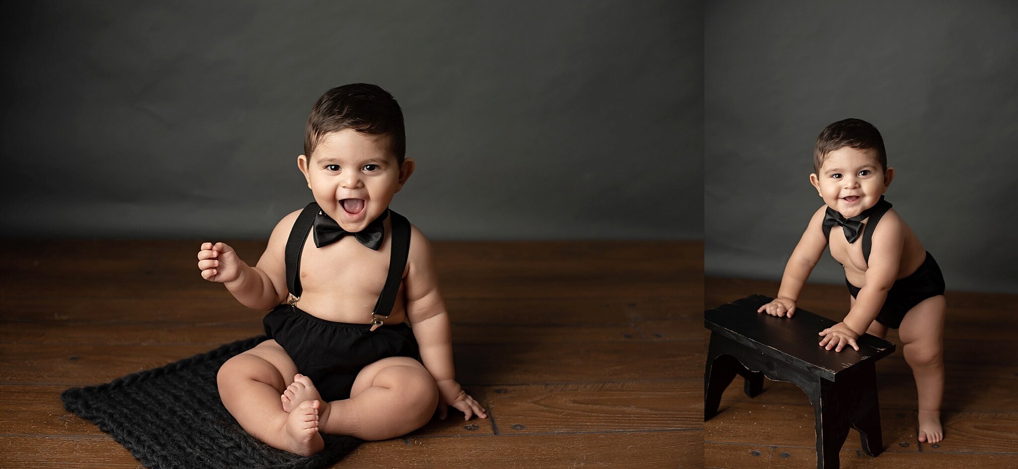 black bow tie on baby first birthday cake smash sioux falls child photographer mr onderful