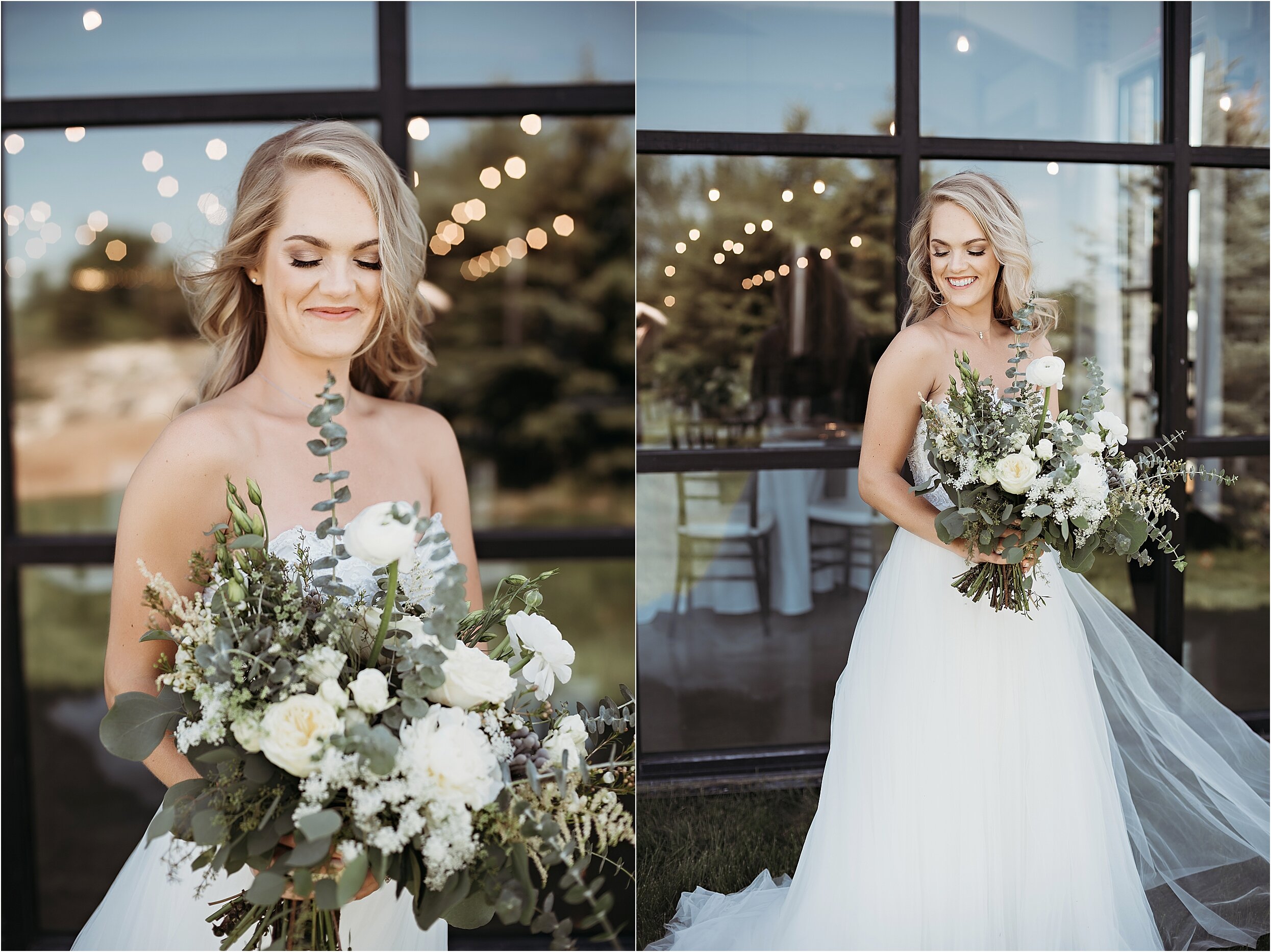 jane rae floral white and gray bridal bouquet