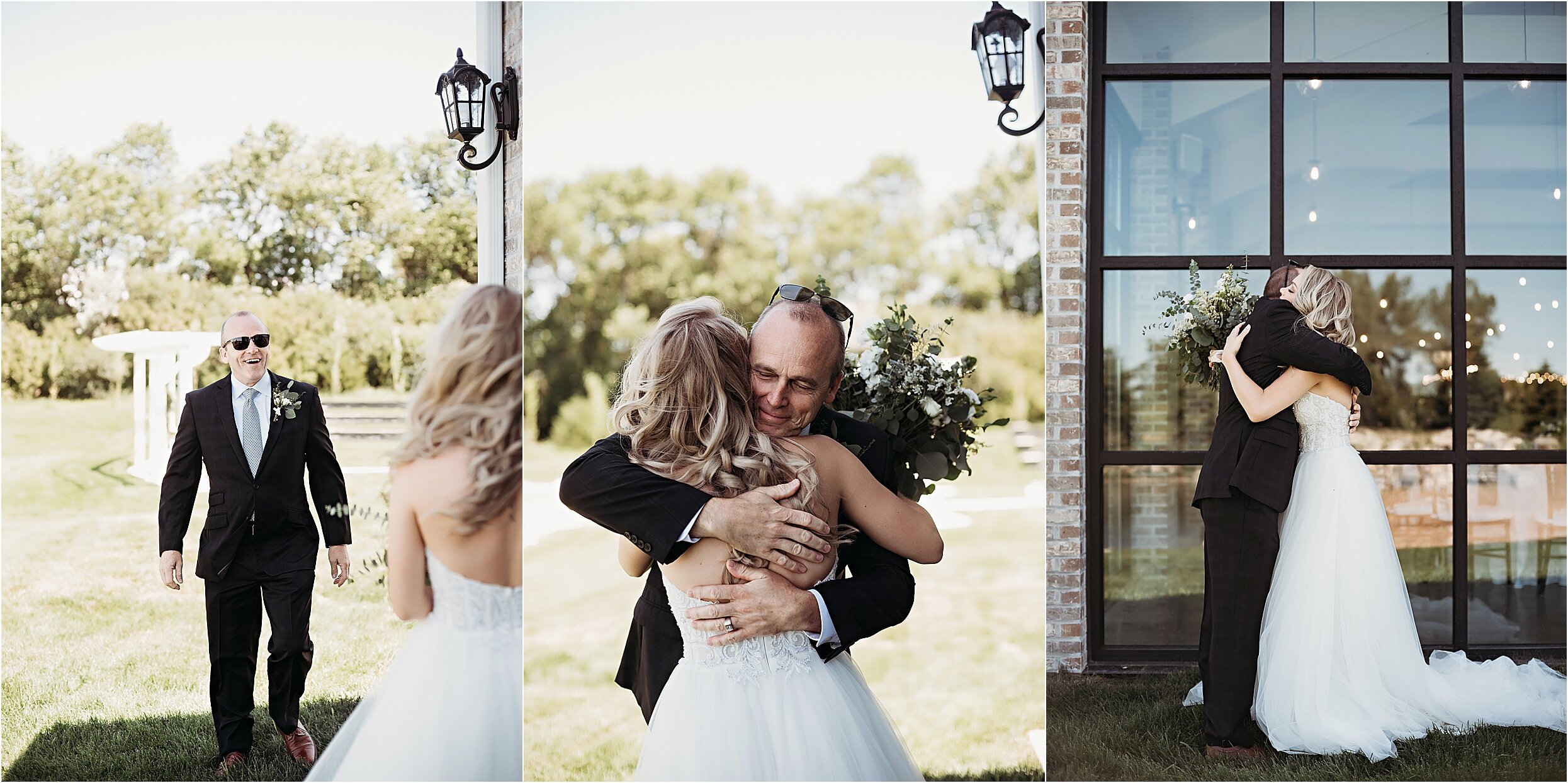 bride shares first look with father of the bride before the ceremony