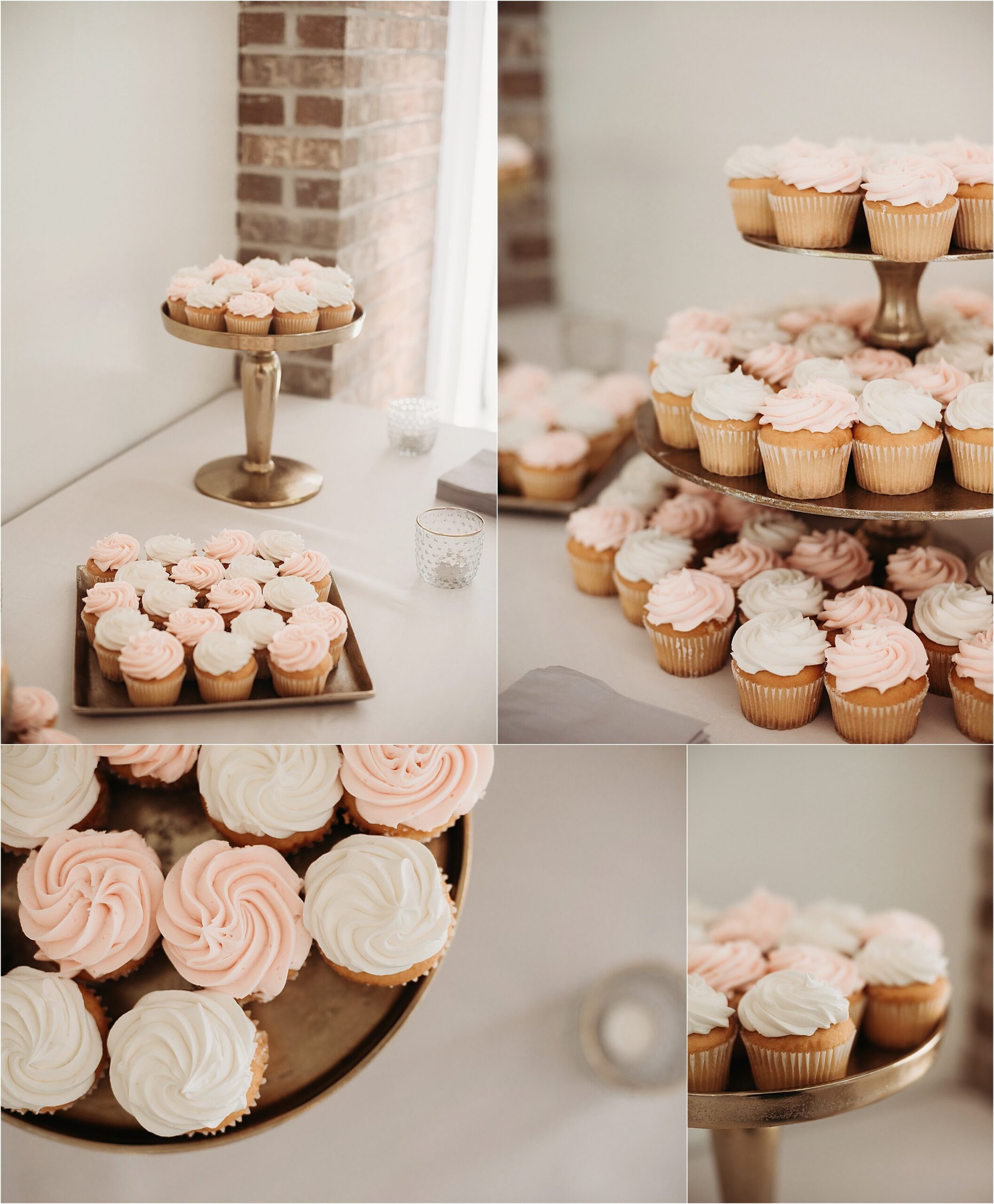 blush and white vanilla cupcakes for summer wedding