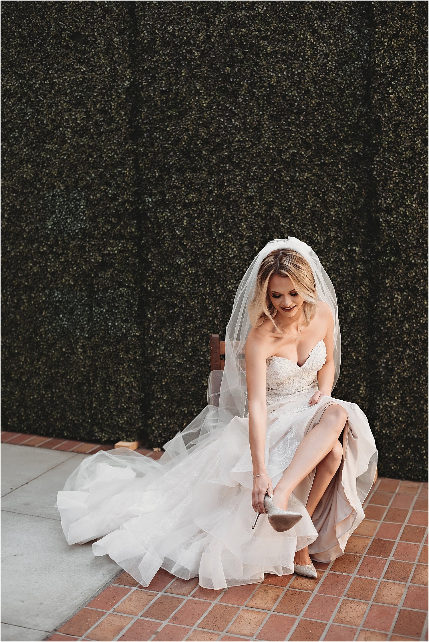 strapless trumpet silhouette lace wedding dress southern california wedding