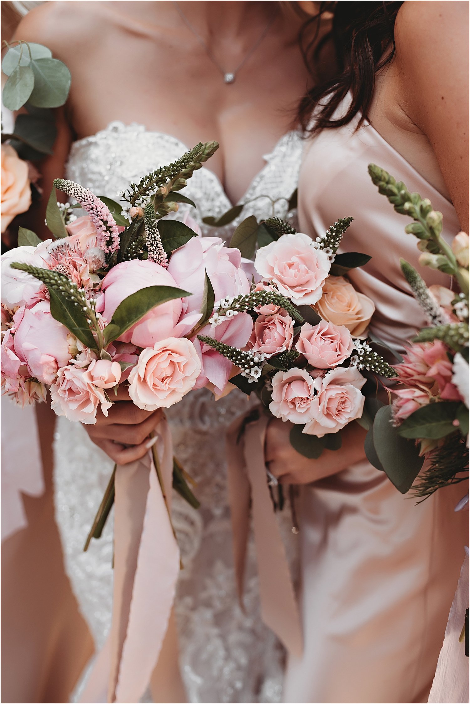 silk pink bridesmaid dress sheath silhouette southern california wedding
