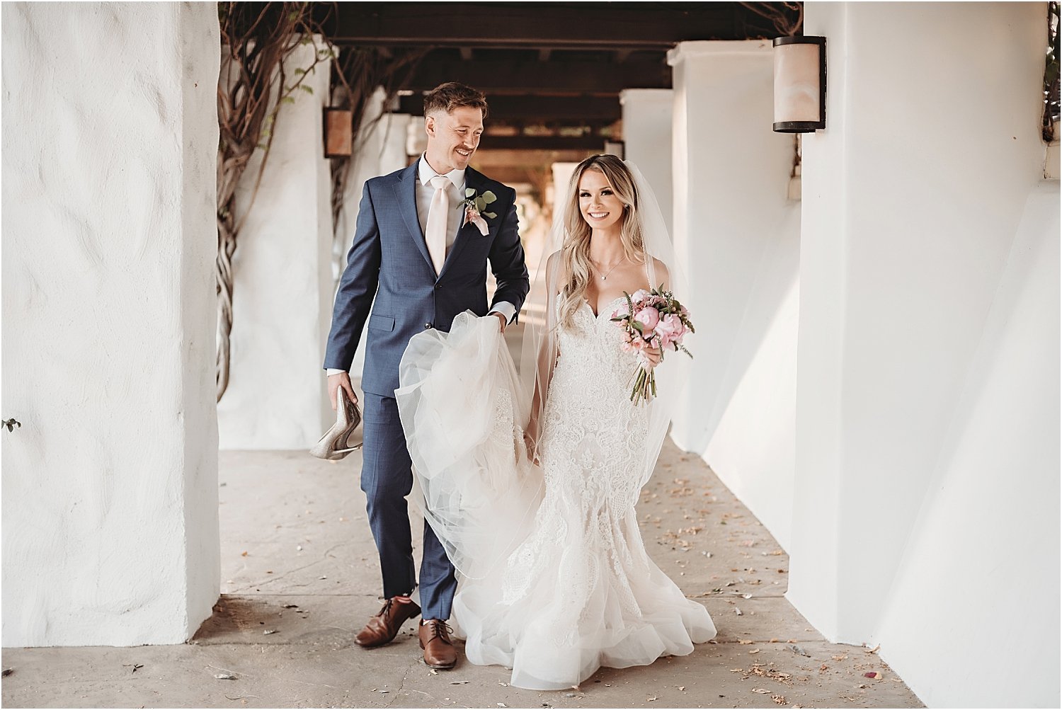 southern california winery wedding photographer strapless lace dress navy blue suit