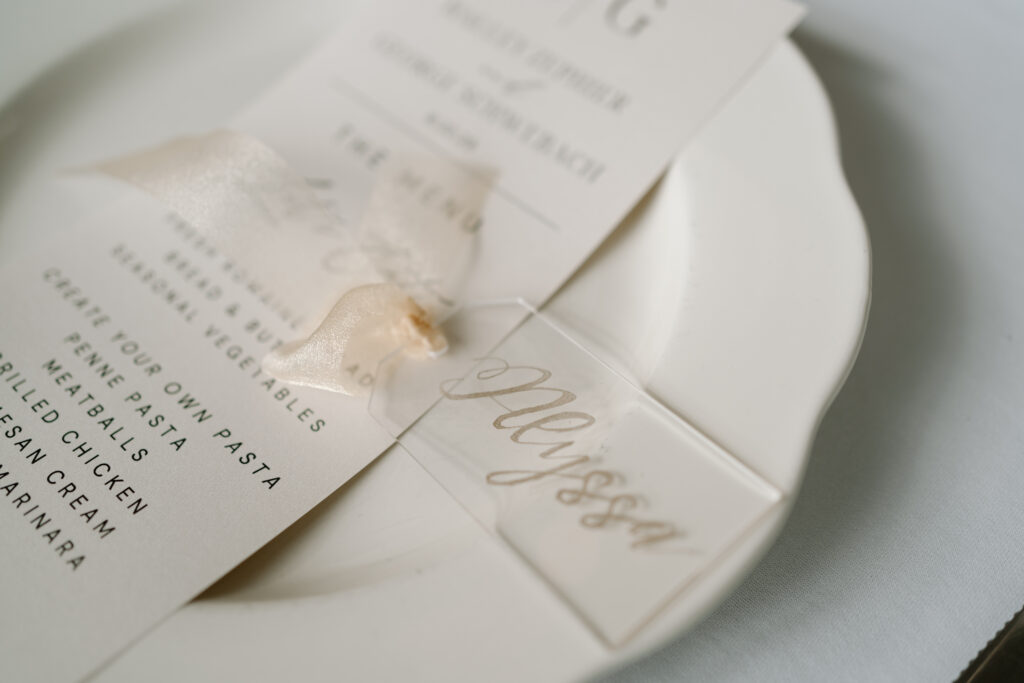 Flat lay of wedding details at The Atrium at Blue Haven